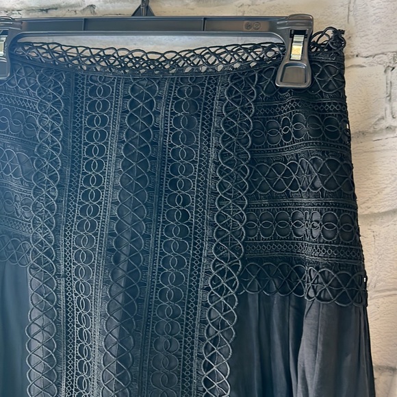 Charo Ruiz Ladies Black "Ruth" Tiered Maxi Skirt, Sheer Panels, Size Medium, NWT - Picture 3 of 5